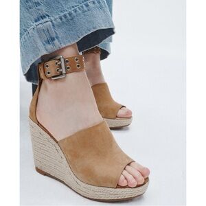 Rag‎ & Bone Anteros Espadrille Wedge Suede Heeled Sandal Size EU 38.5 / 8.5 US